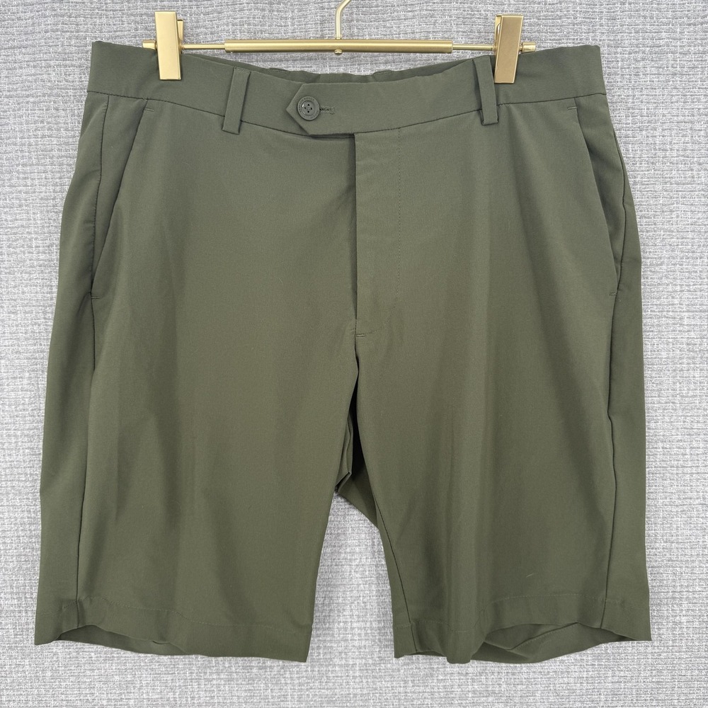 G/FORE Shorts Men's Sz 32 Green Athletic Golf Microfiber Pockets Zip‎ Flat Front